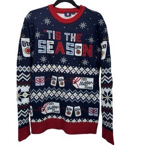 Miller Lite Beer Sweater Men’s Medium Blue Pullover Winter Snowflake Ugly Xmas